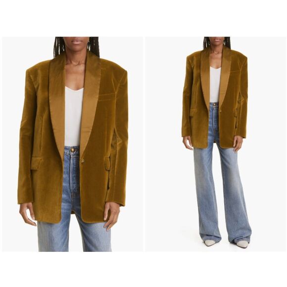Zimmermann Women's Green Lyrical Cotton Velveteen Dinner Jacket Blazer Size 1